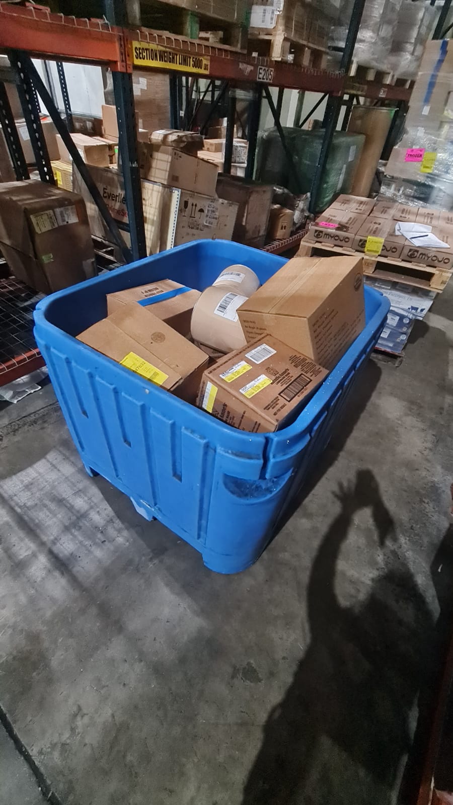 Insulated cold cargo bin with packed goods